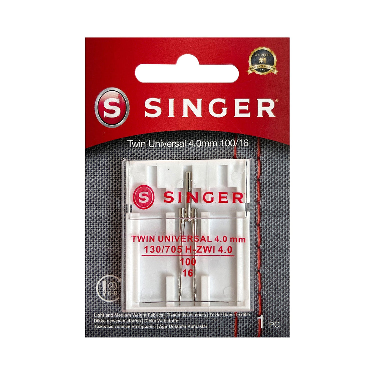 Singer Zwillingsnadel Universal Stärke 100/ 4,0 mm/ System 130/ 705H-ZWI/ 1 Nadel