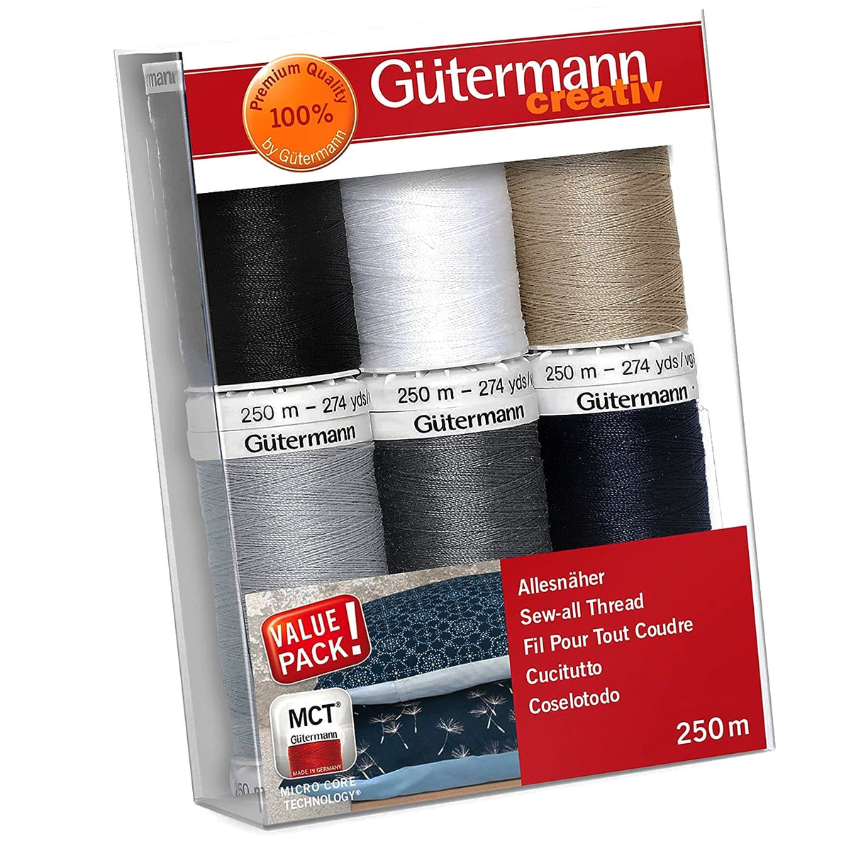 Gütermann Nähfaden-Set 734000-1 Allesnäher (6 Spulen/ 250 m)