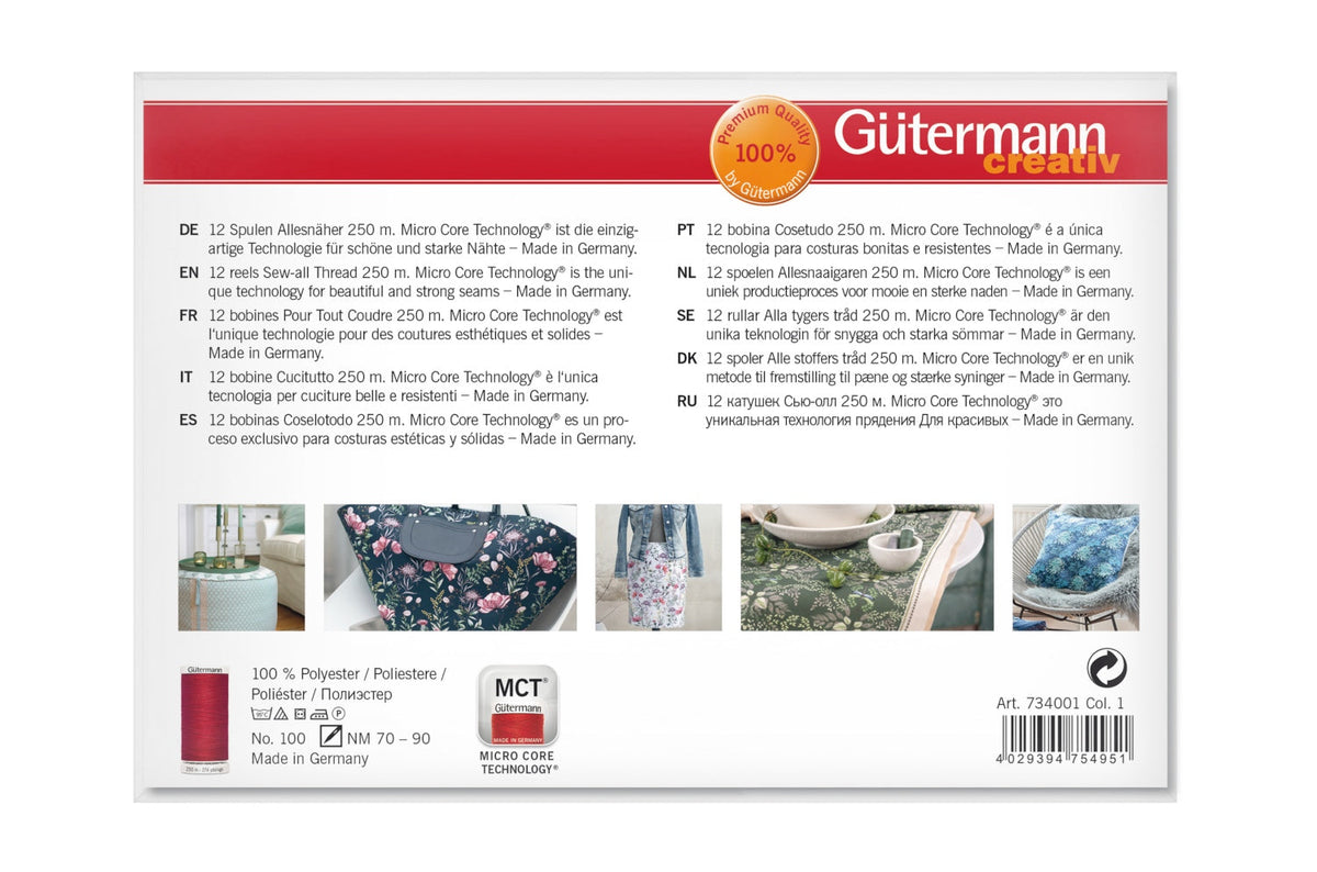 Gütermann Nähfaden-Set 734001-1 Allesnäher (12 Spulen/ 250 m)