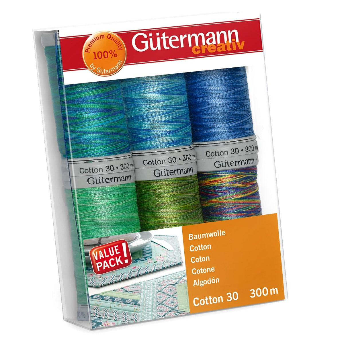 Gütermann Nähfaden-Set 734022-3 Cotton 30 (6 Spulen/ 300 m)