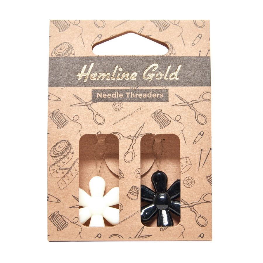 Hemline Gold Nadeleinfädler Blumen (2 St./ 1 x schwarz/ 1 x  weiß)