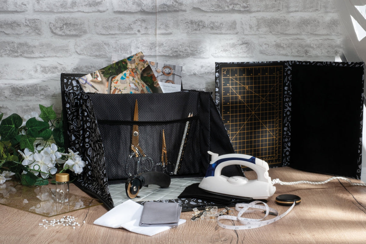 Hemline Gold Mehrzweck Basteltasche (28,5 x 36,5 x 17,8 cm/ schwarz/ weiß)