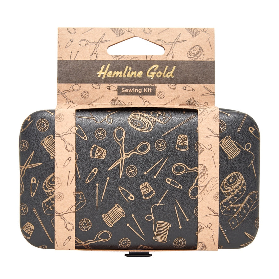 Hemline Gold Premium-Nähset Reiseset (12 x 7 x 2,5 cm / schwarz/ gold)