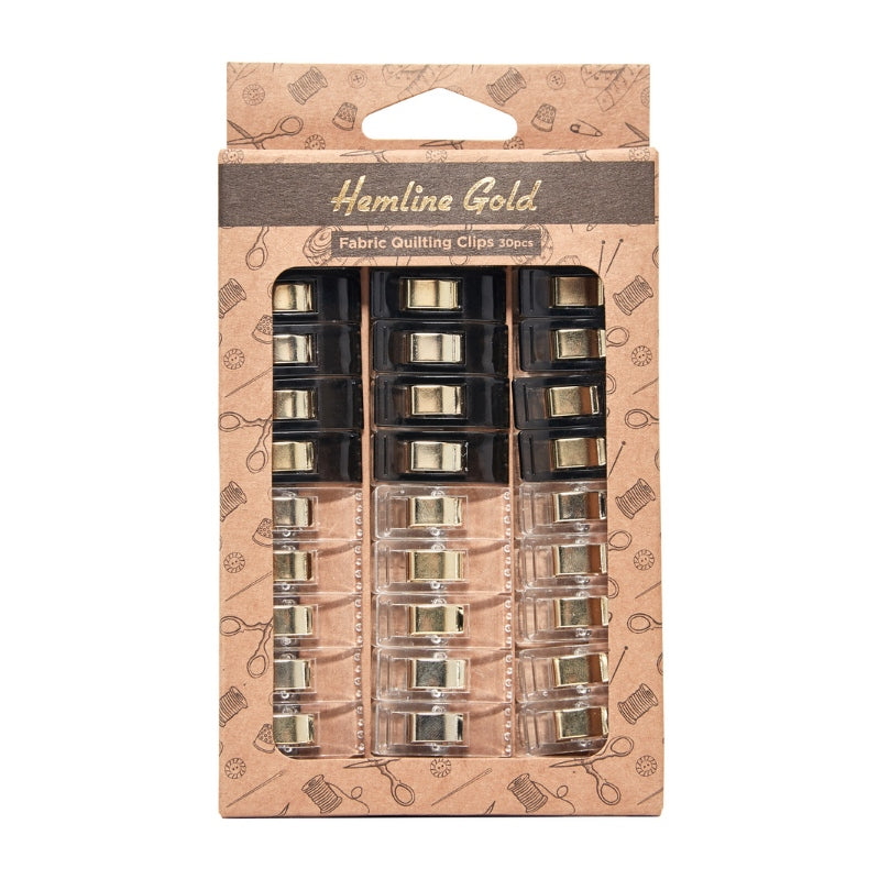Hemline Gold Quilt Clips (30 St./ 26 x 10 mm/ schwarz/ transparent)