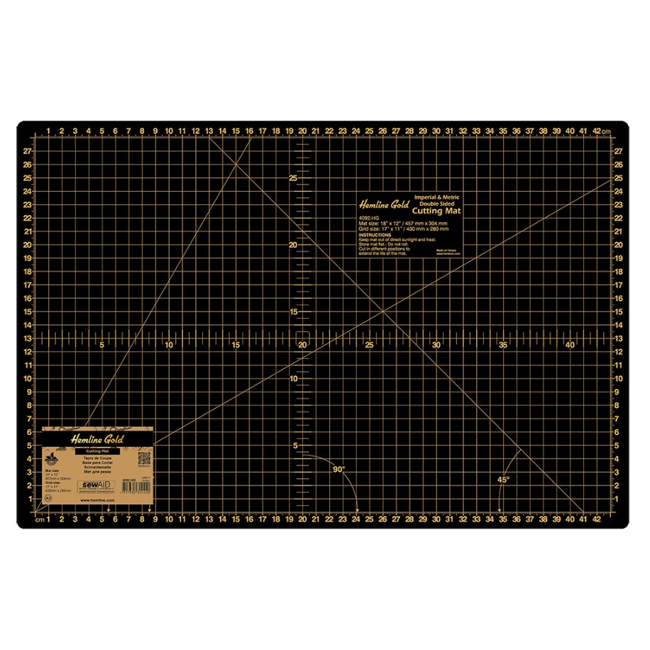 Hemline Gold Schneidematte A3 (45 x 30 cm/ inch + cm/ schwarz/ gold)