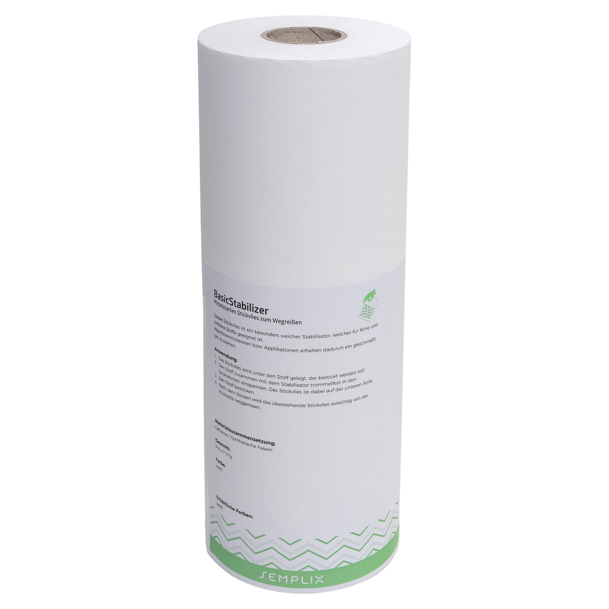 Semplix BasicStabilizer (33 cm  x 100 m/ mittel. Stickvlies zum Wegreißen/ weiß)