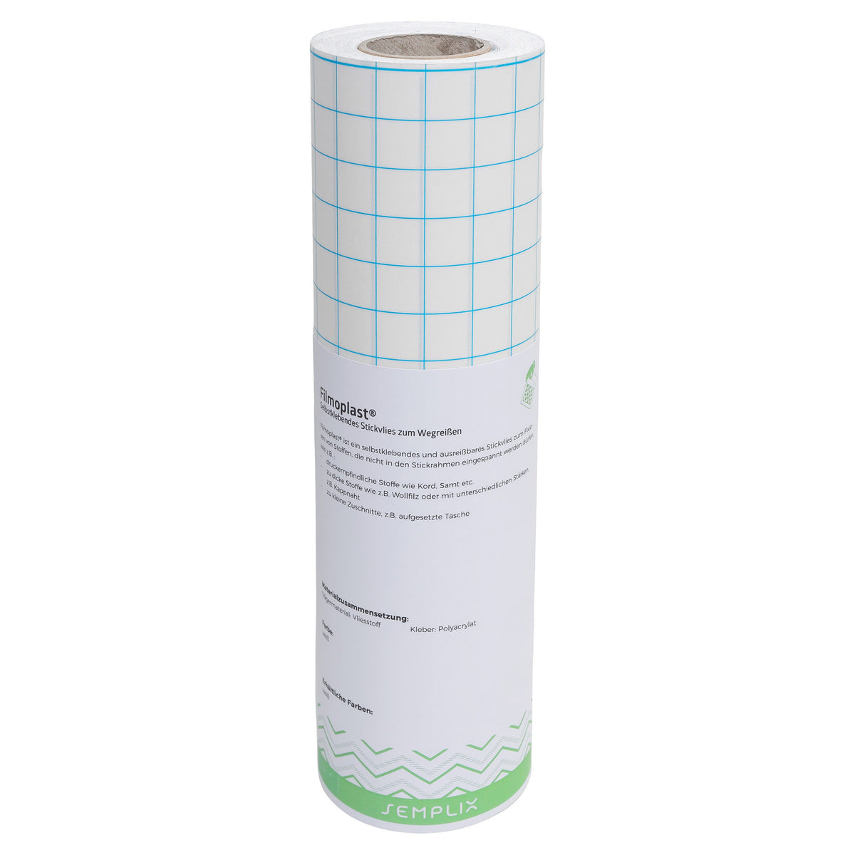 Semplix Filmoplast® (33 cm x 25 m/ selbstkleb. Stickvlies zum Wegreißen/ weiß)