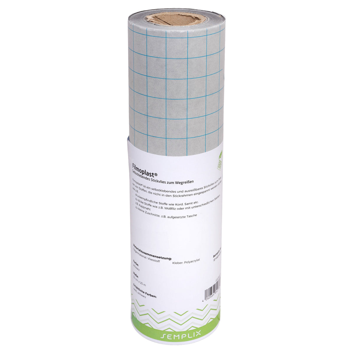 Semplix Filmoplast® (33 cm x 25 m/ selbstkleb. Stickvlies zum Wegreißen/ schwarz)