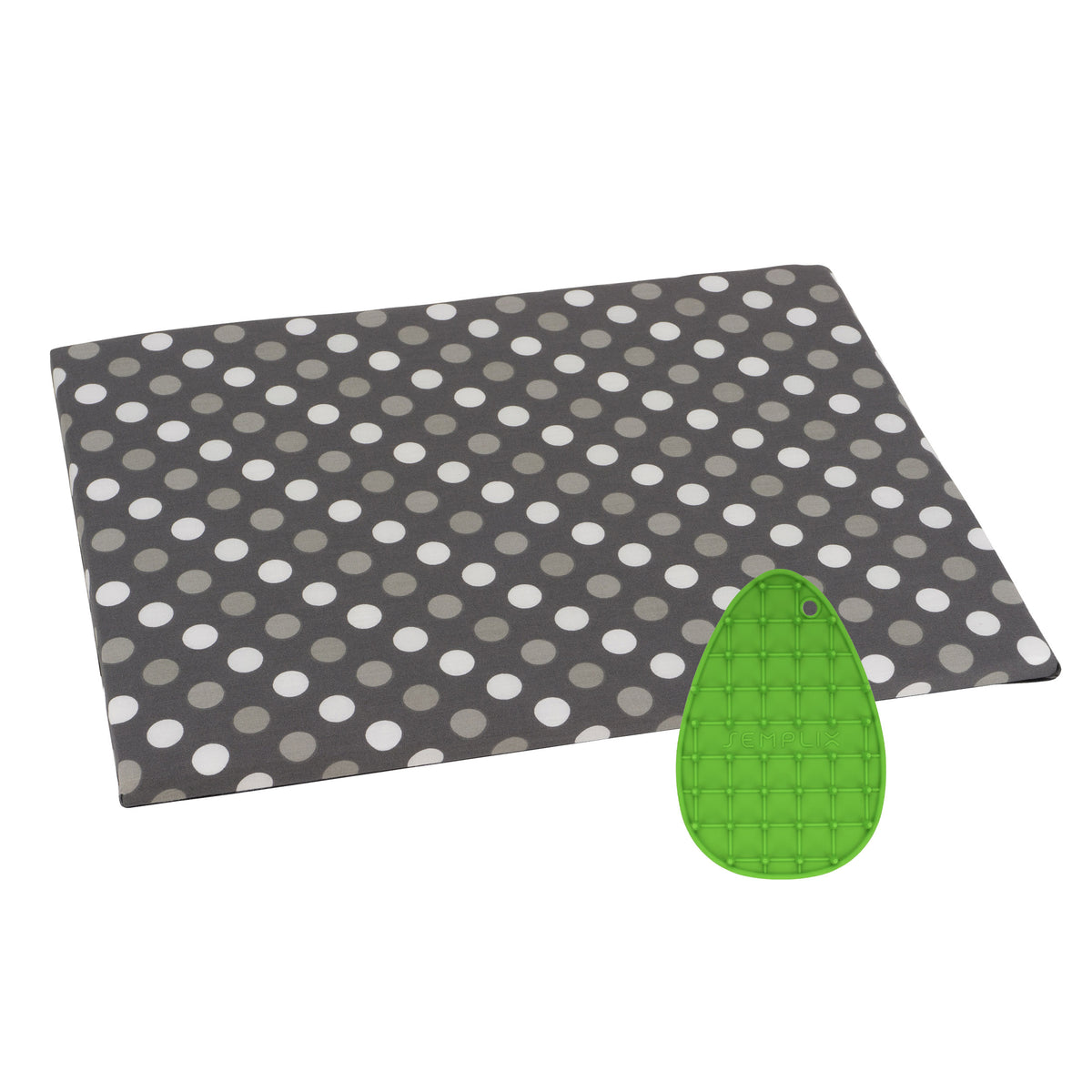 Semplix Bügelunterlage grau + Mini Silikon Bügeleisenablage grün