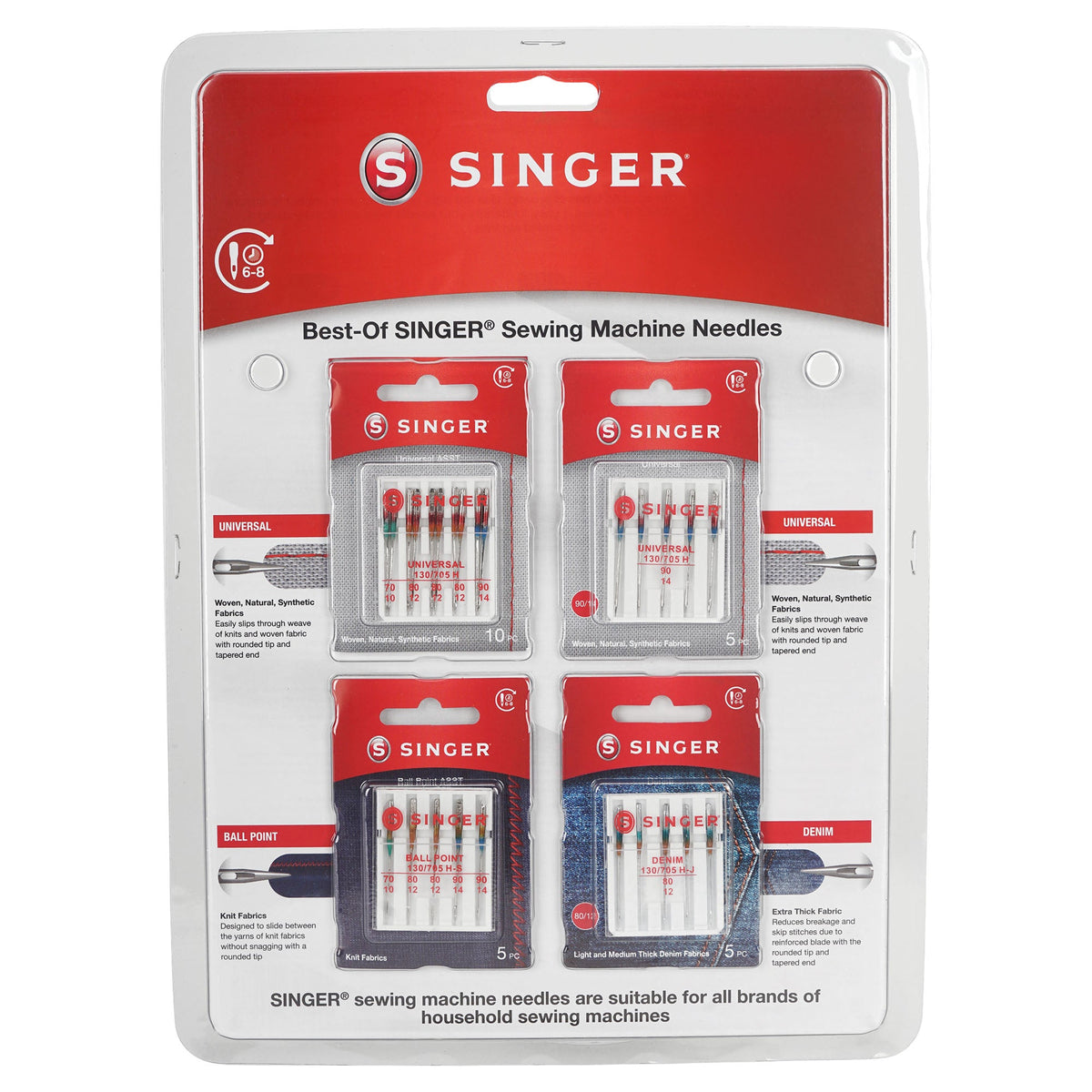 Singer Best-Of Nähmaschinennadel-Set (4 Blister/ 25 Nadeln)