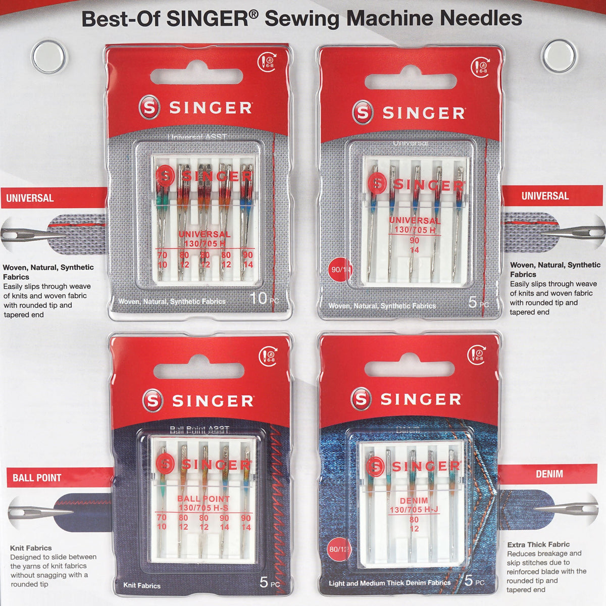 Singer Best-Of Nähmaschinennadel-Set (4 Blister/ 25 Nadeln)