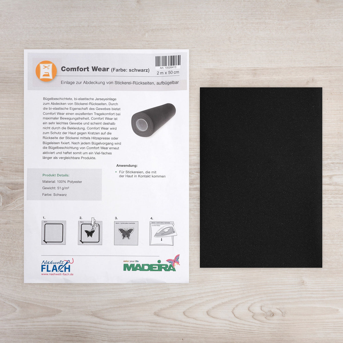 Comfort Wear (für Stickerei-Rückseiten/ aufbügelbar/ 2 m x 50 cm/ schwarz)