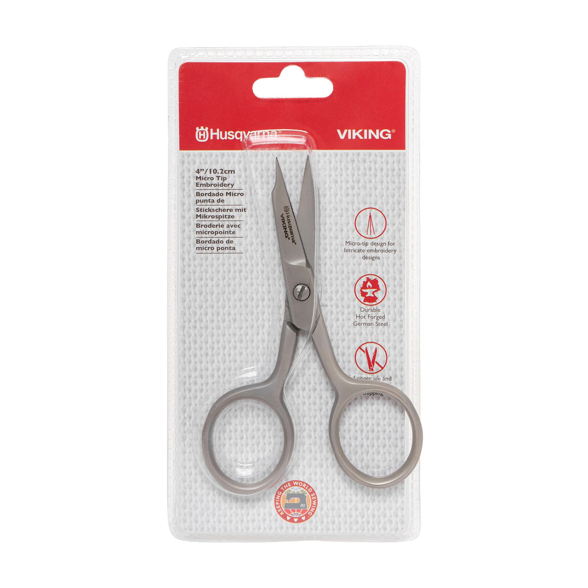 Husqvarna Viking Stickschere Mikrospitze (10,2 cm/ 4"/ silbergrau-matt)