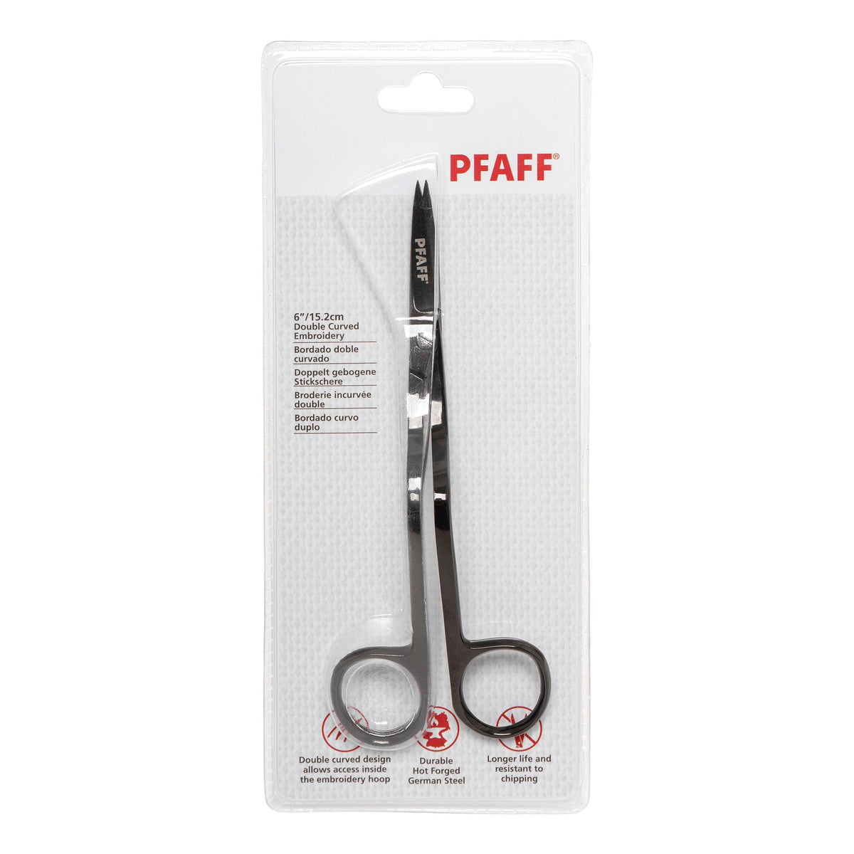 Pfaff doppelt gebogene Stickschere (15,2 cm/ 6"/ schwarz)