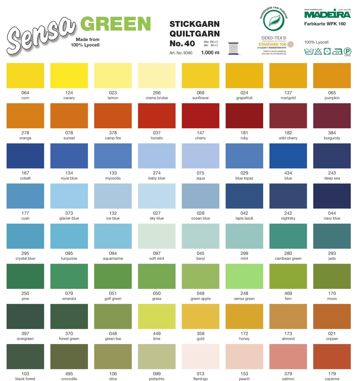 Madeira Sensa Green No.40 Garntruhe groß (120 Farben/ 1000 m/ weiß)