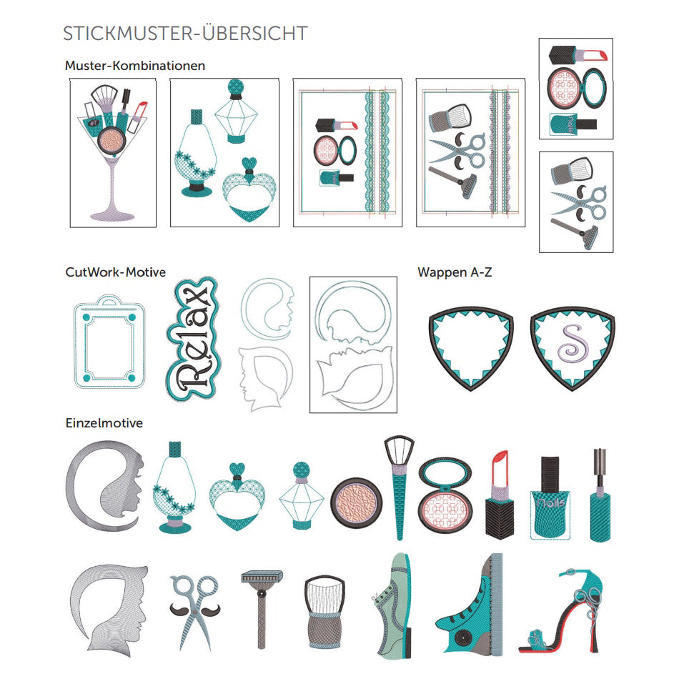 Nähwelt Flach Stickmuster-Collection "Beauty & Wellness" (30 Stickmuster/ USB)