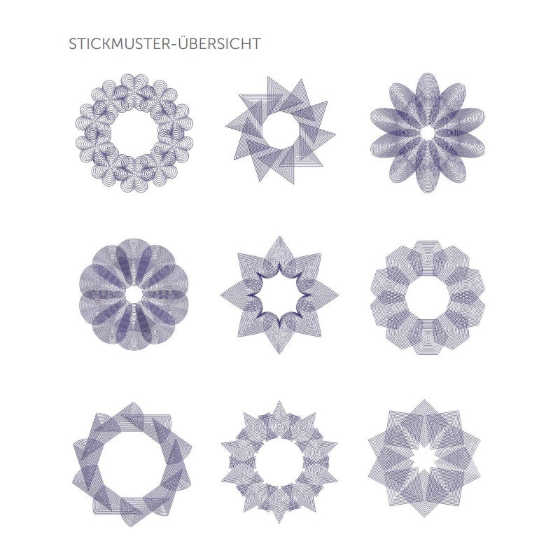 Nähwelt Flach Stickmuster USB "Kaleidoskop pur Silk" (27 Stickmuster)
