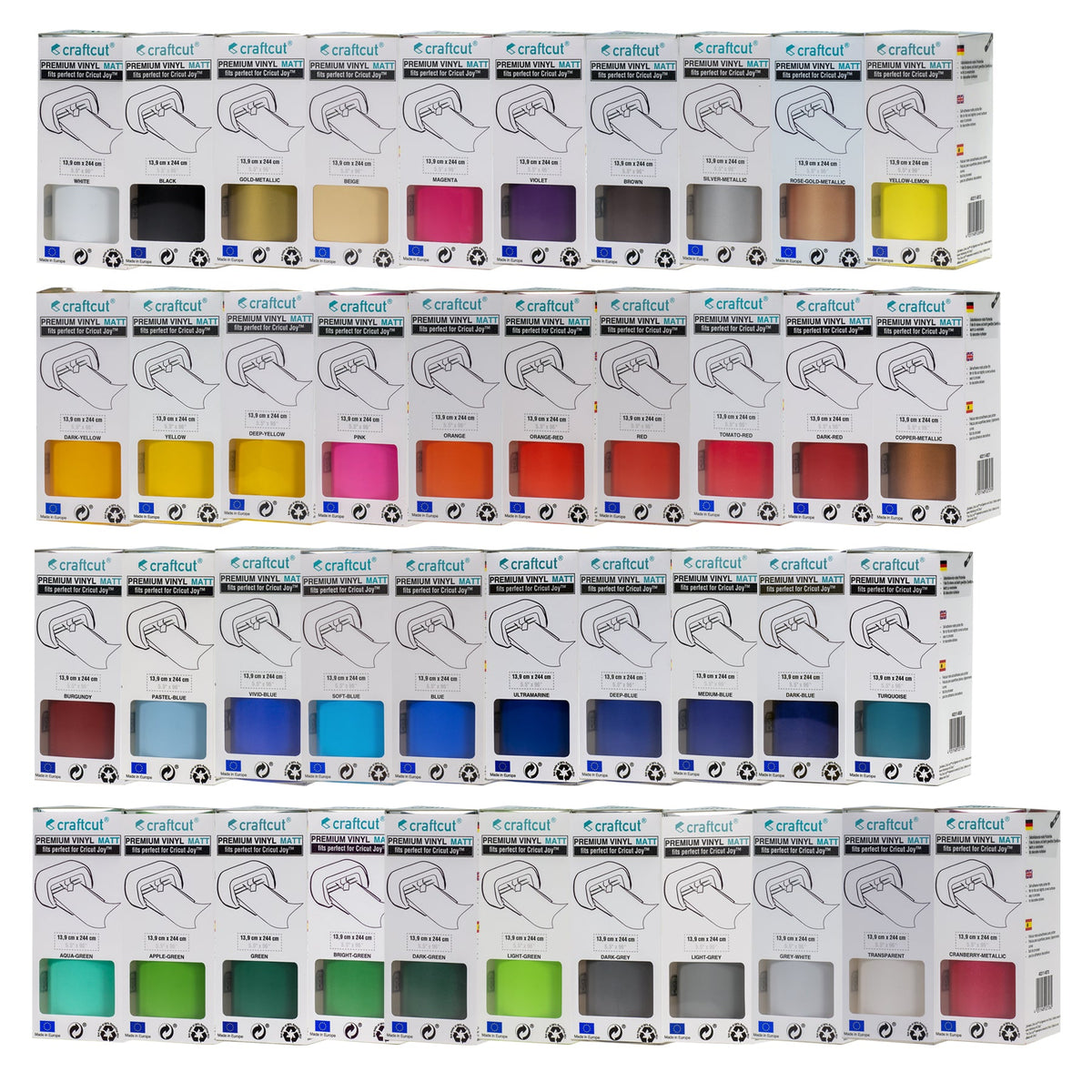 Craftcut Premium Vinyl Folie matt (13,9 x 244 cm/ verschiedene Farben/ Box)