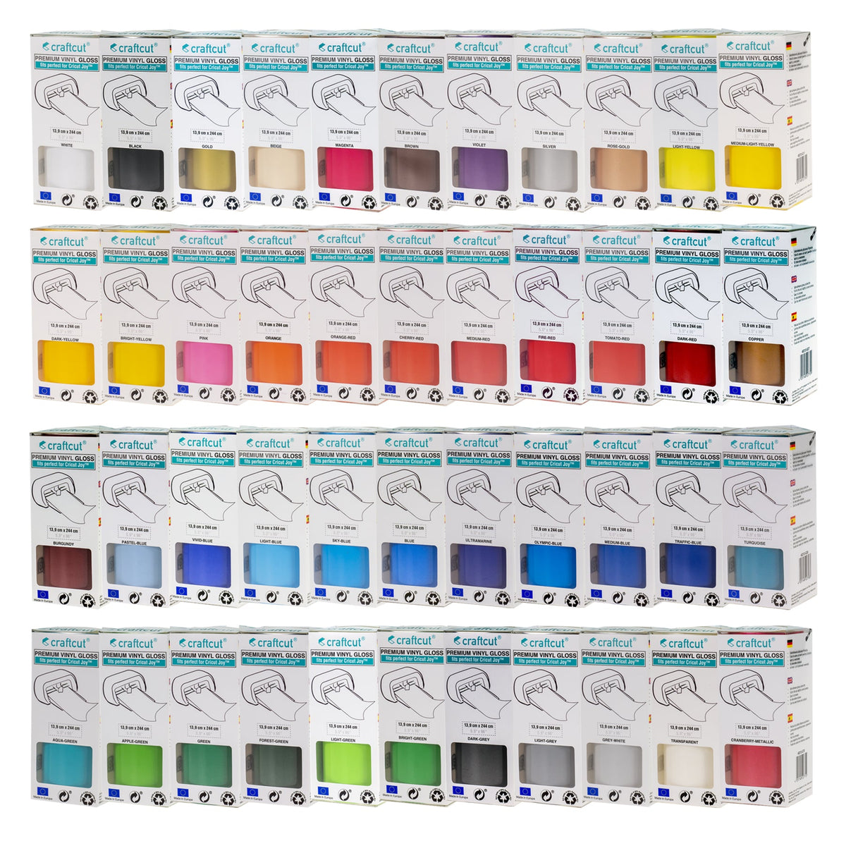 Craftcut Premium Vinyl Folie glänzend (13,9 x 244 cm/ verschiedene Farben/ Box)