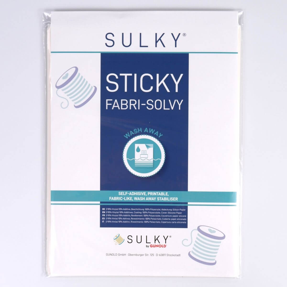 SULKY STICKY Fabri Solvy bedruckbares, wasserlösliches Vlies (12 Blatt á 21,5 cm x 28 cm)