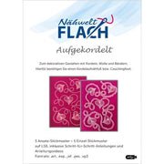 Nähwelt Flach Stickmuster USB "Aufgekordelt" (5 Ansatz + 5 Einzel-Stickmuster)