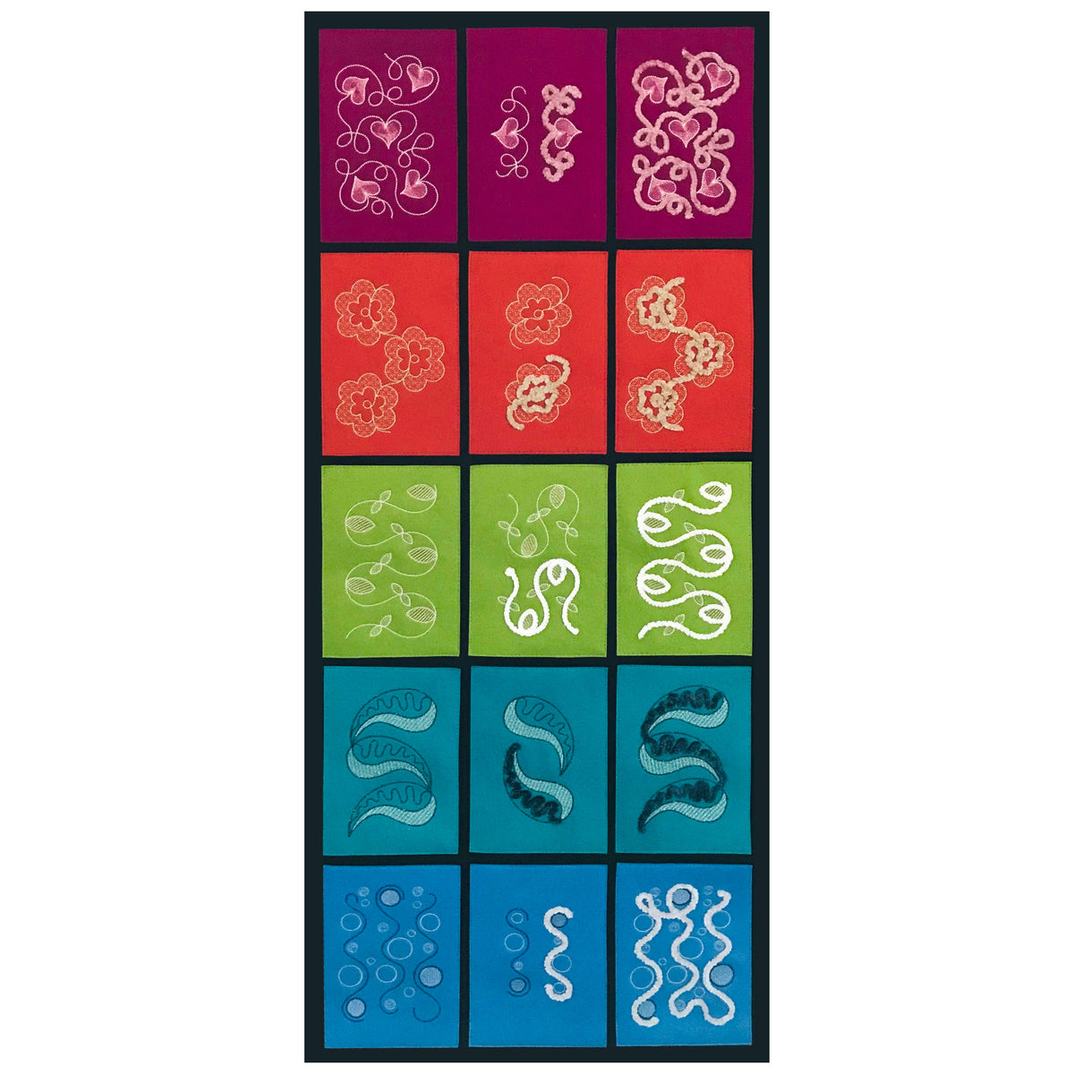 Nähwelt Flach Stickmuster USB "Aufgekordelt" (5 Ansatz + 5 Einzel-Stickmuster)