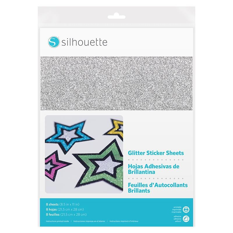 Silhouette Glitter Sticker Bögen silber (215 x 280 mm/ 8 Bögen)