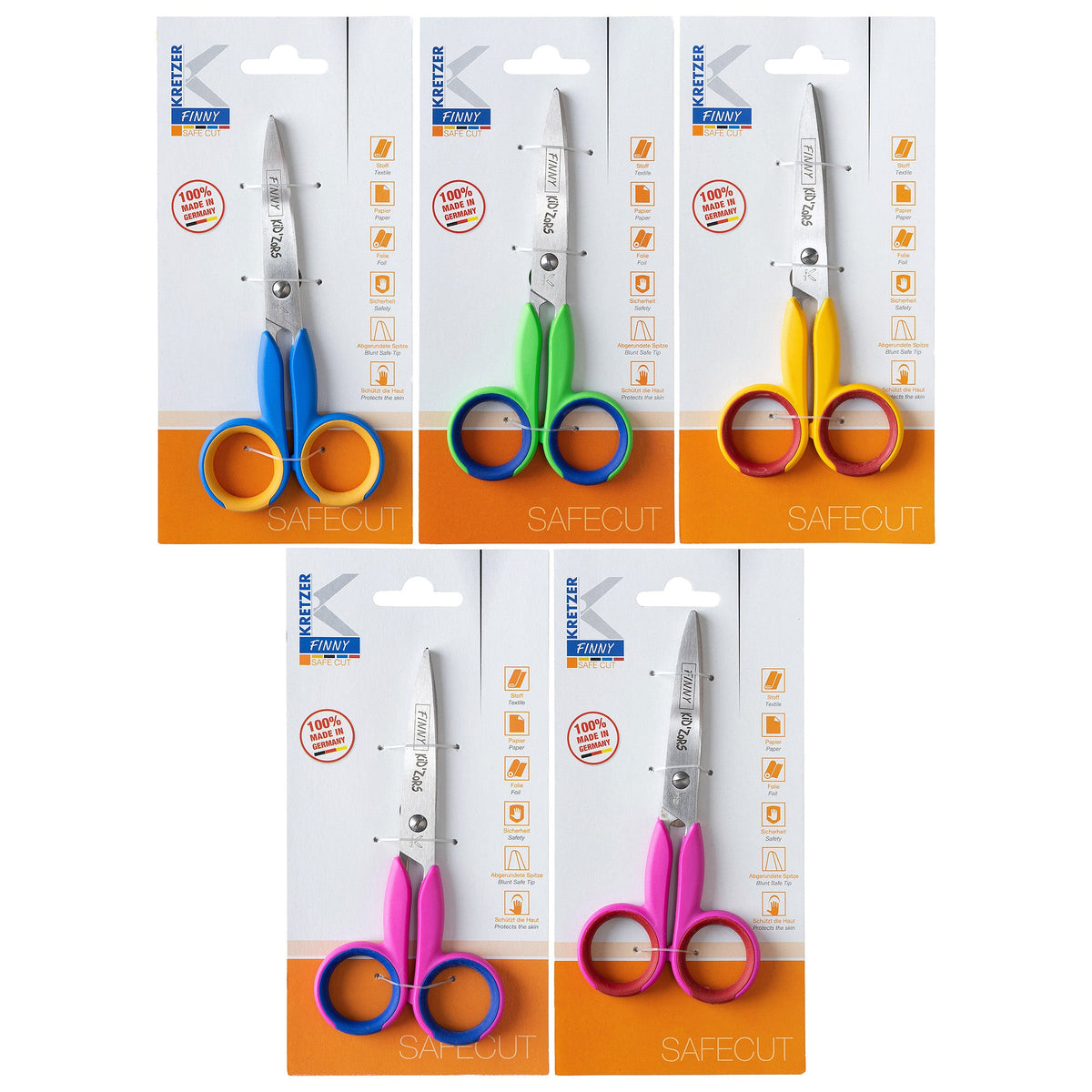 Kretzer FINNY SAFECUT KID`ZORS Kinderschere (13 cm 5"/ versch. Farben)