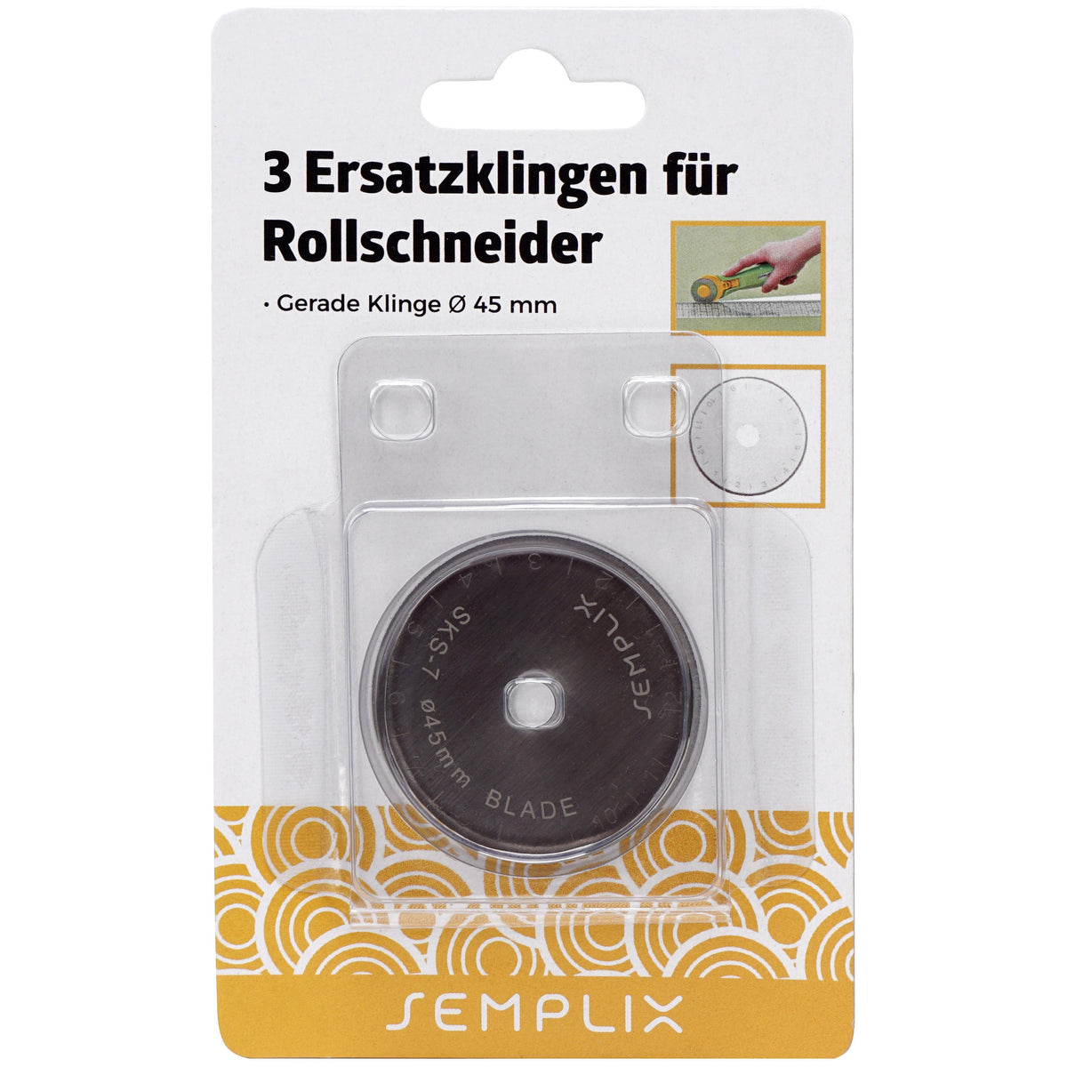 Semplix 3 Ersatzklingen für Rollschneider gerade (45 mm/ 3 St.)