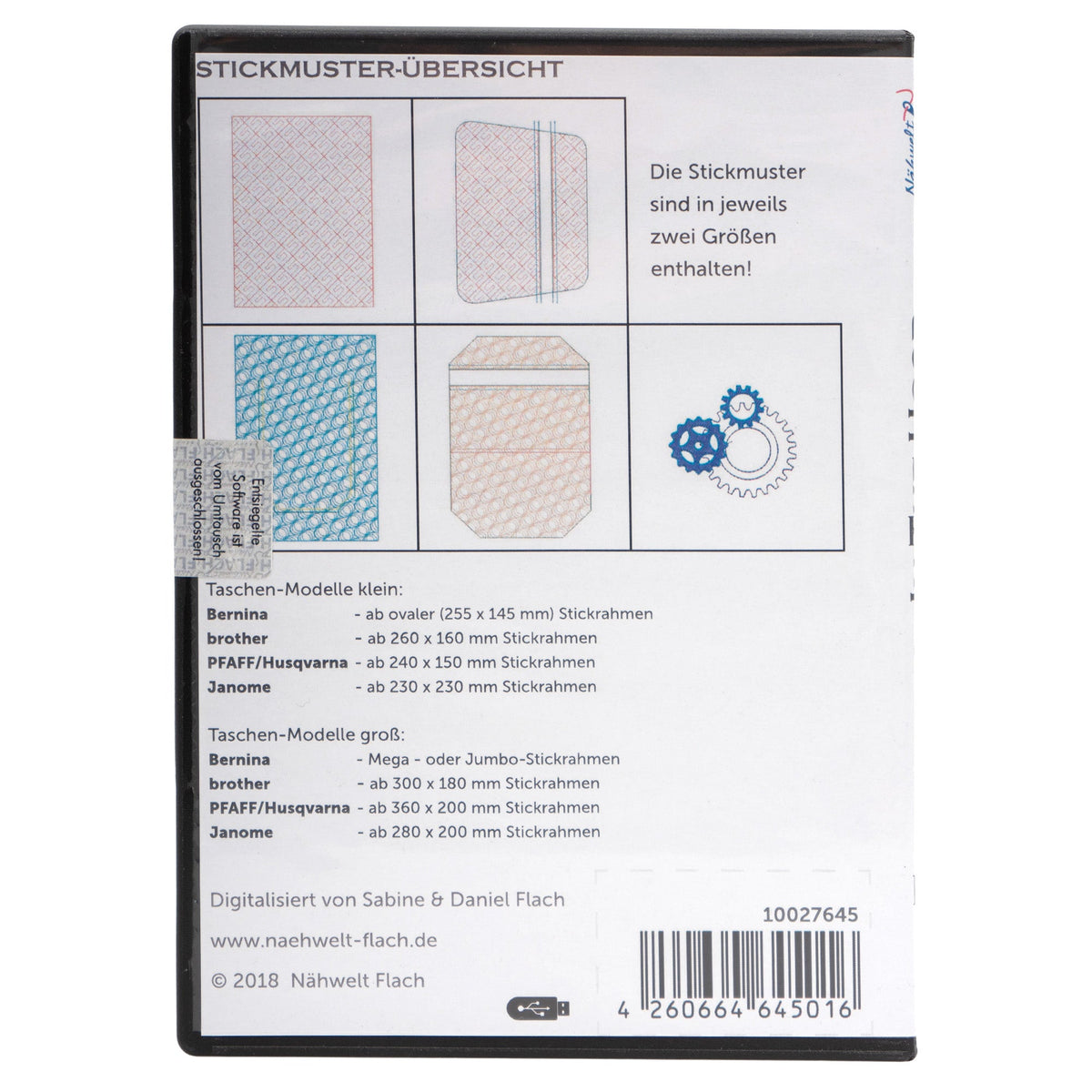 Nähwelt Flach Stickmuster USB "Taschenduo - In the hoop" (5 Stickmuster)
