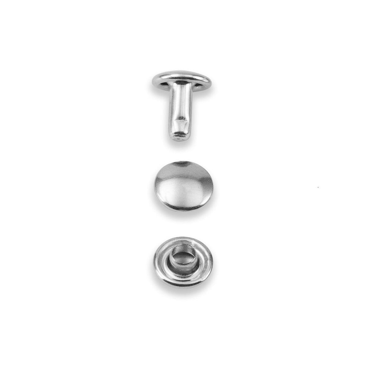 Prym Hohlnieten (Ø 7,5 mm/ Stifthöhe 3-4 mm/ silberfarbig/ 25 St./ ohne Werkzeug)