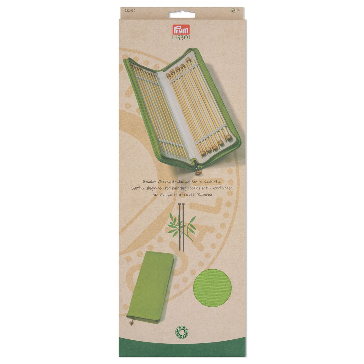 Prym Jackenstricknadel-Set in Nadeltasche Bambus (Stärken 3,0-8,5 mm/ 33 cm)
