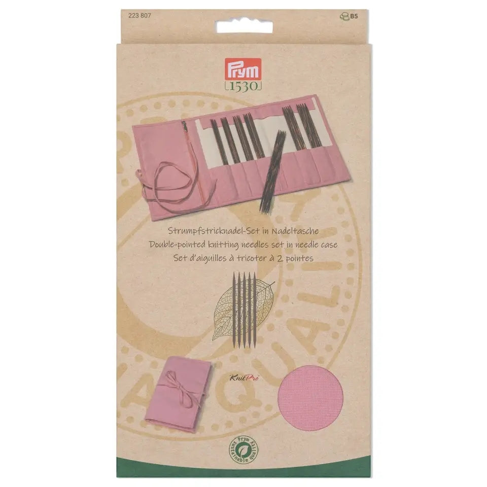 Prym Strumpfstricknadel-Set in Nadeltasche Natural (Stärken 2,0-4,5 mm/ 20 cm)