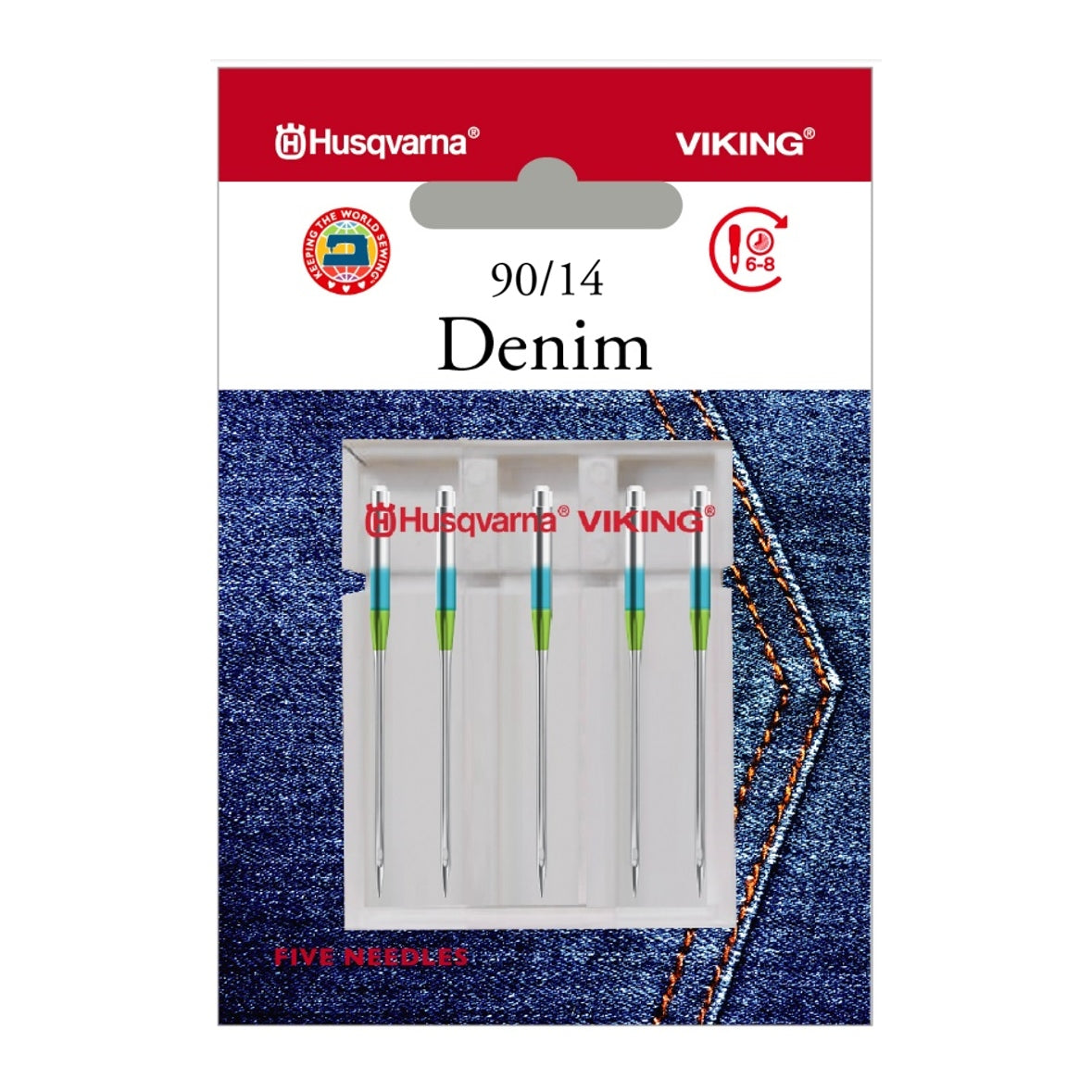 Husqvarna Viking Denimnadel Stärke 90/ System 130/ 705H-J/ 5 Nadeln