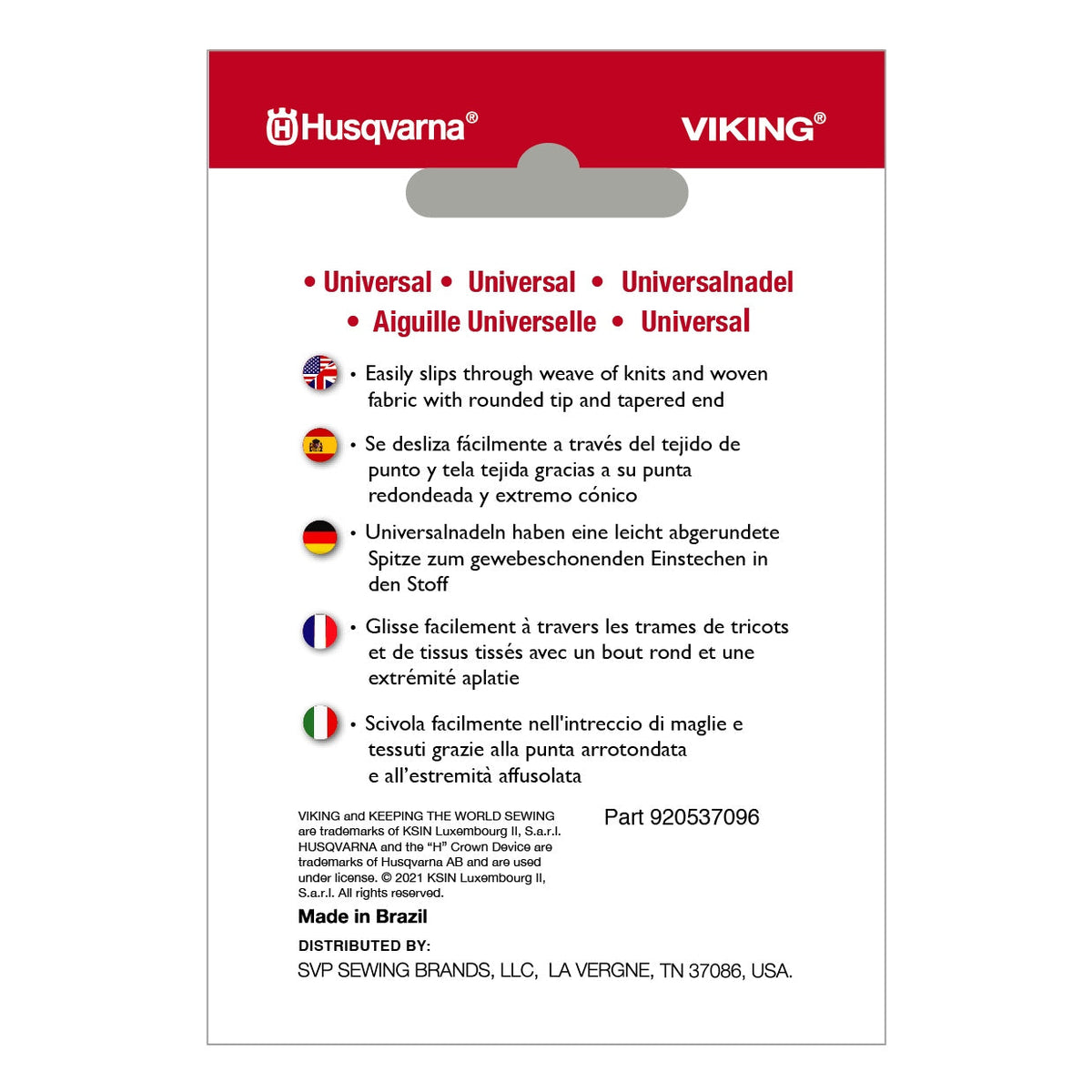 Husqvarna Viking Universalnadel Stärke 80/ System 130/ 705H/ 10 Nadeln
