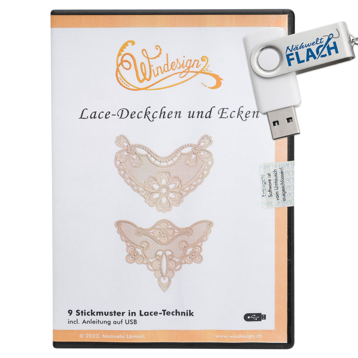 Windesign Stickmuster USB "Lace-Deckchen & Ecken" (9 Stickmuster)