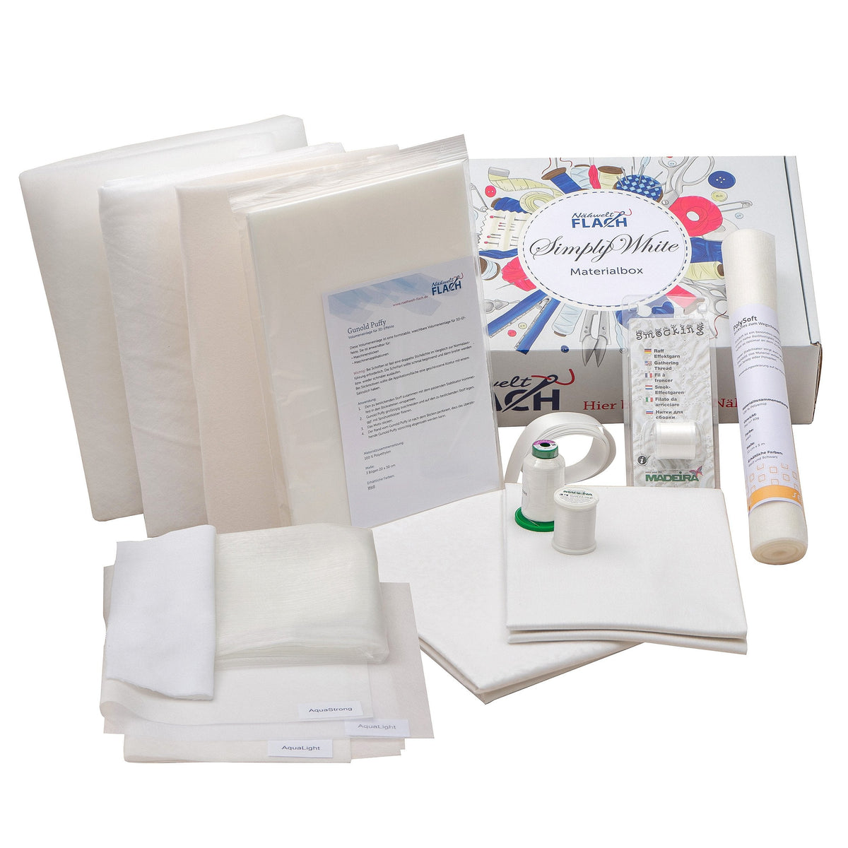 Nähwelt Flach Materialbox "SimplyWhite" (OHNE USB-Stick)