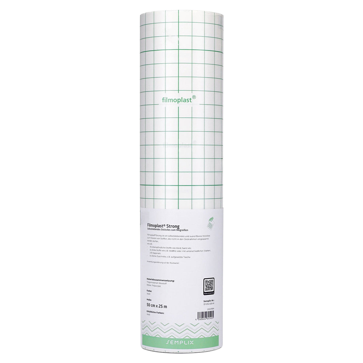 Semplix Filmoplast® Strong (50 cm x 25 m/ selbstkl.Stickvlies zum Wegreißen/weiß)