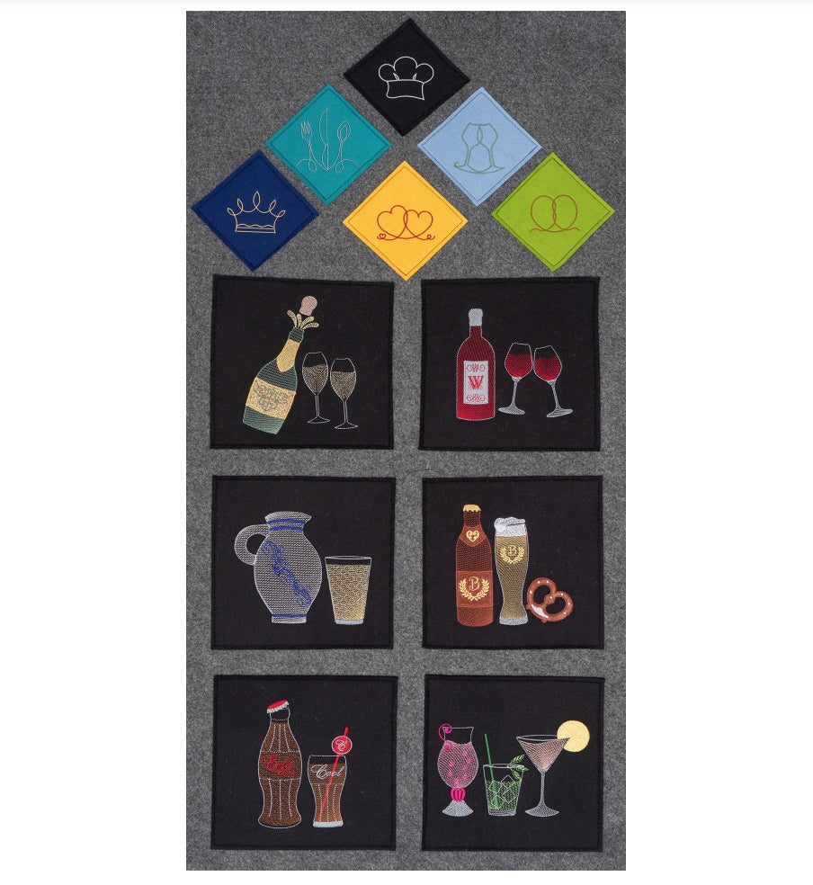 Nähwelt Flach Stickmuster USB "Party Drinks" (12 Stickmuster)