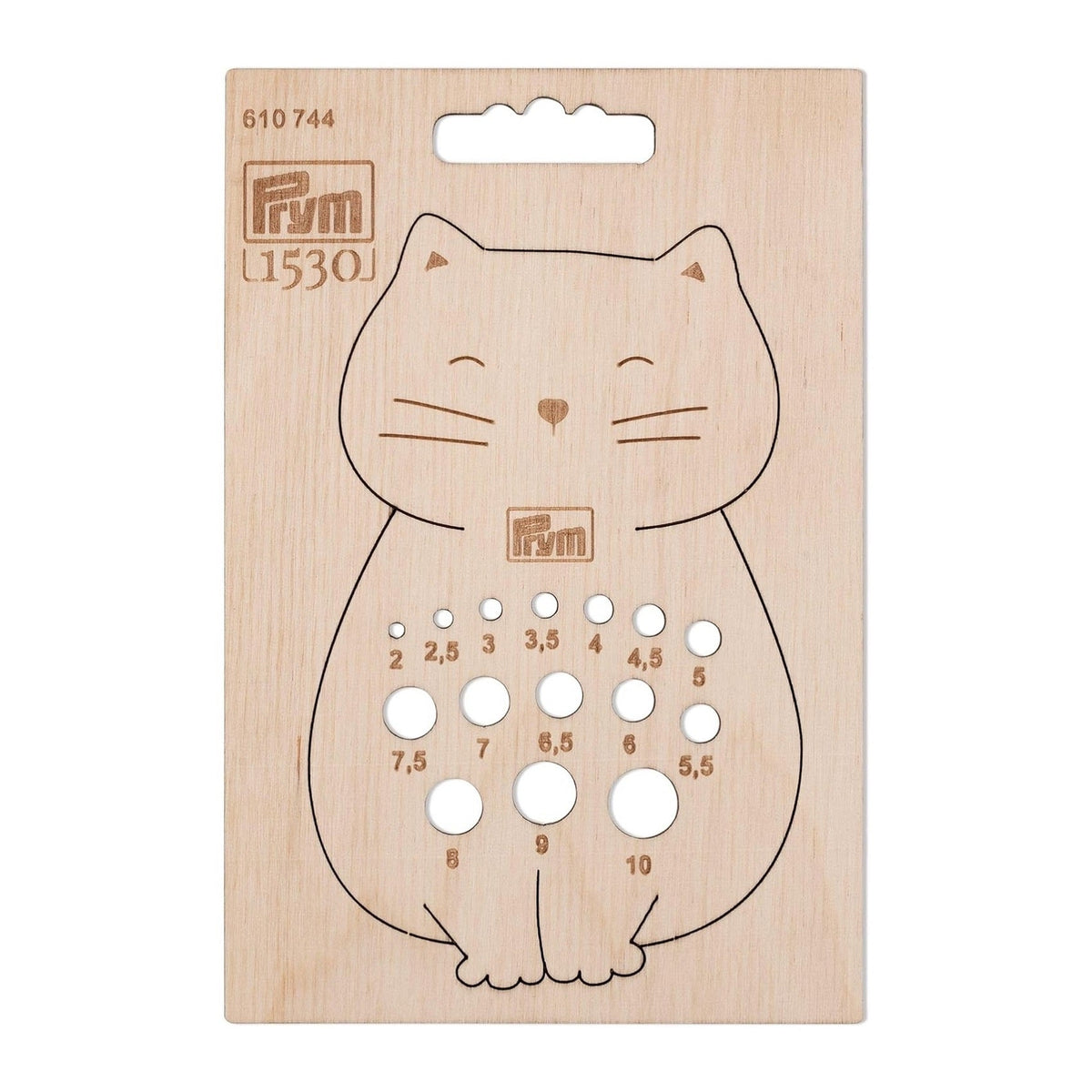Prym Nadelmaß für Stricknadeln (Katze/ Birkenholz)