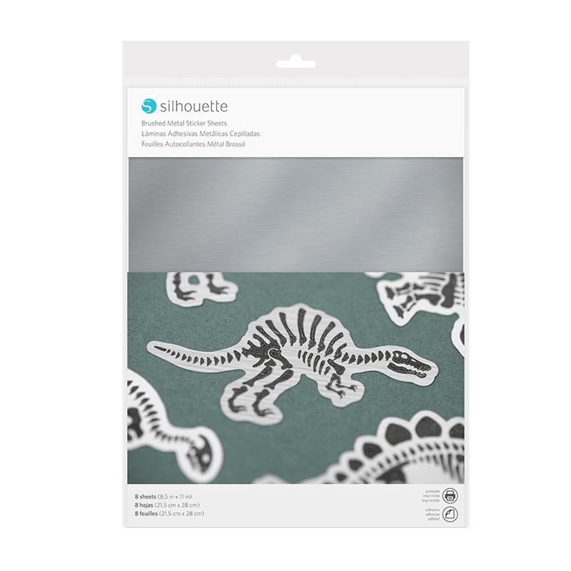 Silhouette Aufkleberbögen (8 Bögen/ gebürstet/ metallic-silber)