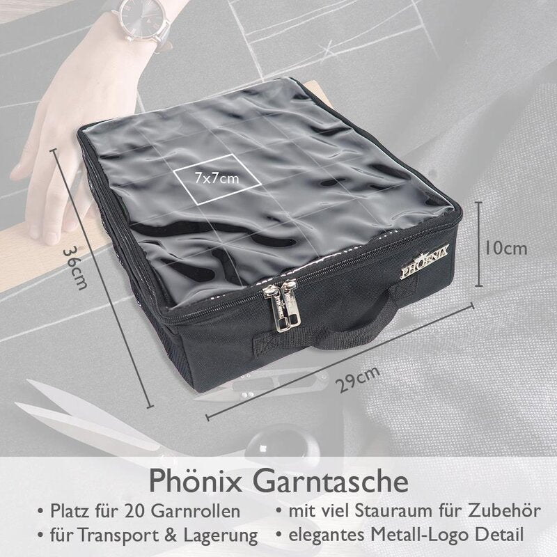 Phönix Garntasche für 20 Overlock Konen (36 x 29 x 10 cm/ schwarz)