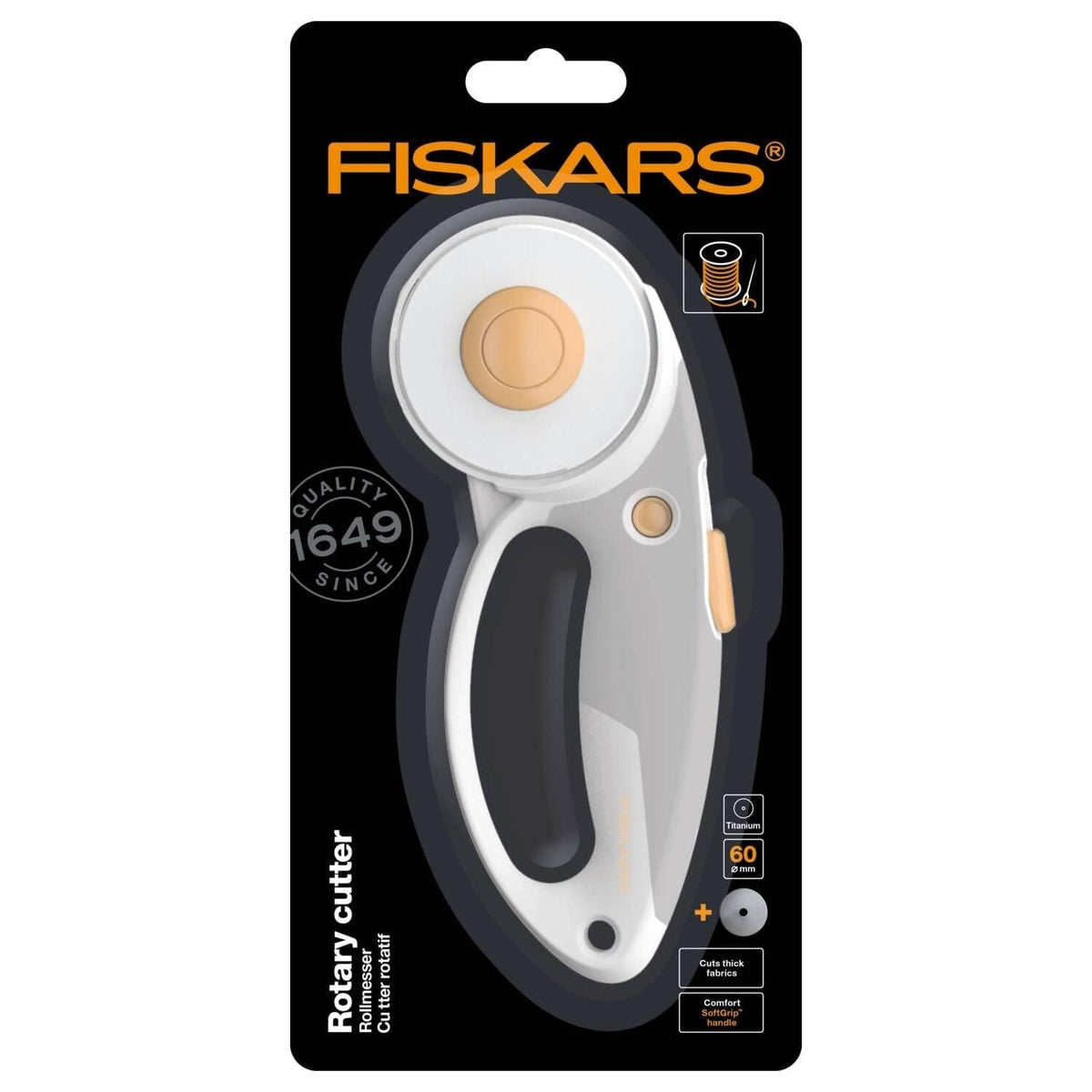 Fiskars Rollmesser / Rollschneider mit Komfortgriff (Ø 60 mm)