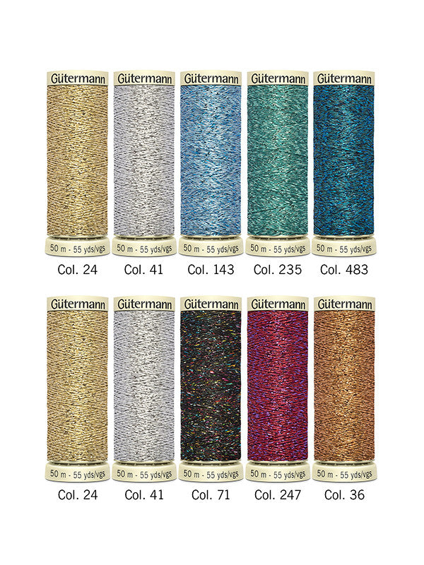 Gütermann Nähfaden-Set Metalleffekt-Faden (10 Farben / 50 m)