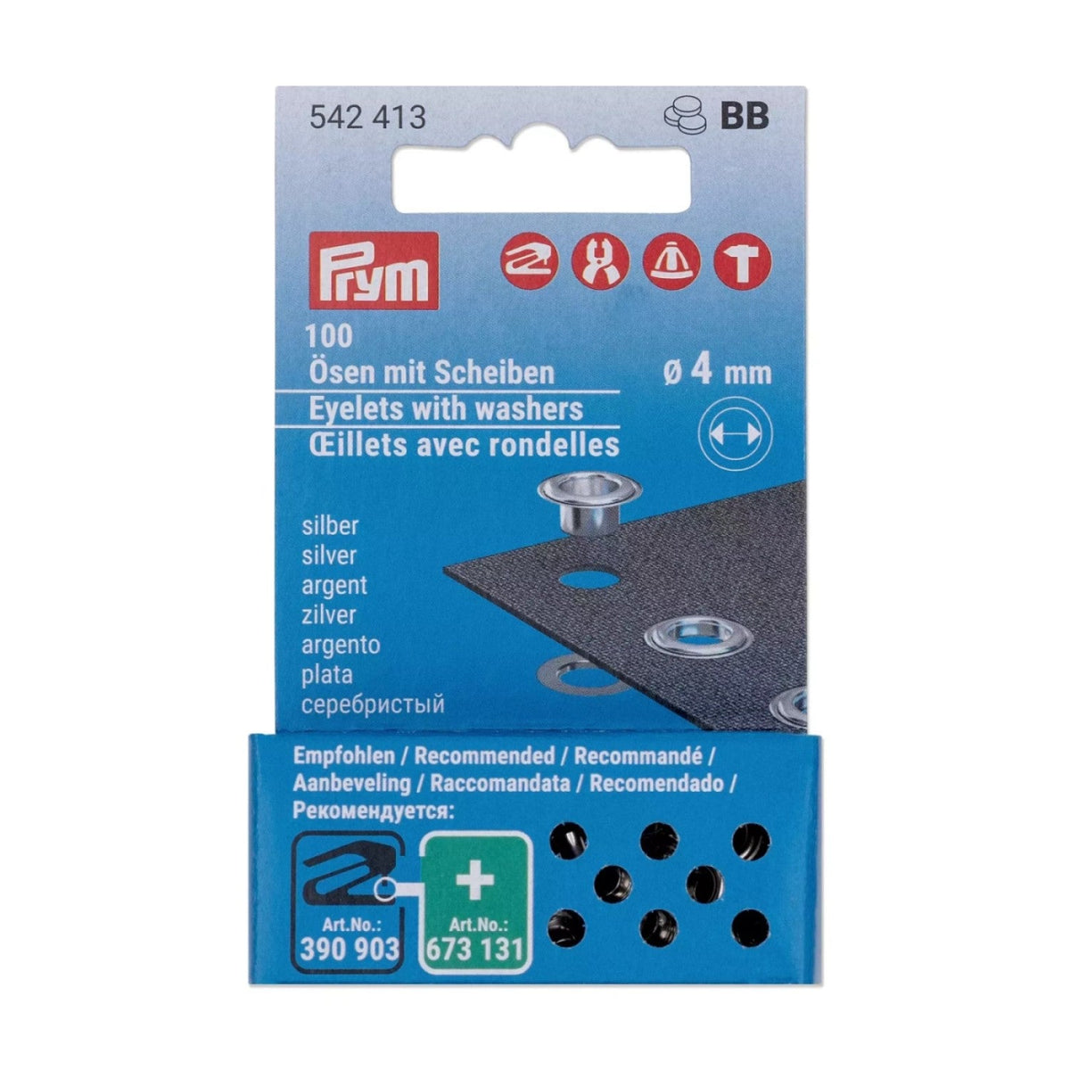 Prym Nachfüllset Ösen mit Scheiben 100 St. (4 mm / silber)