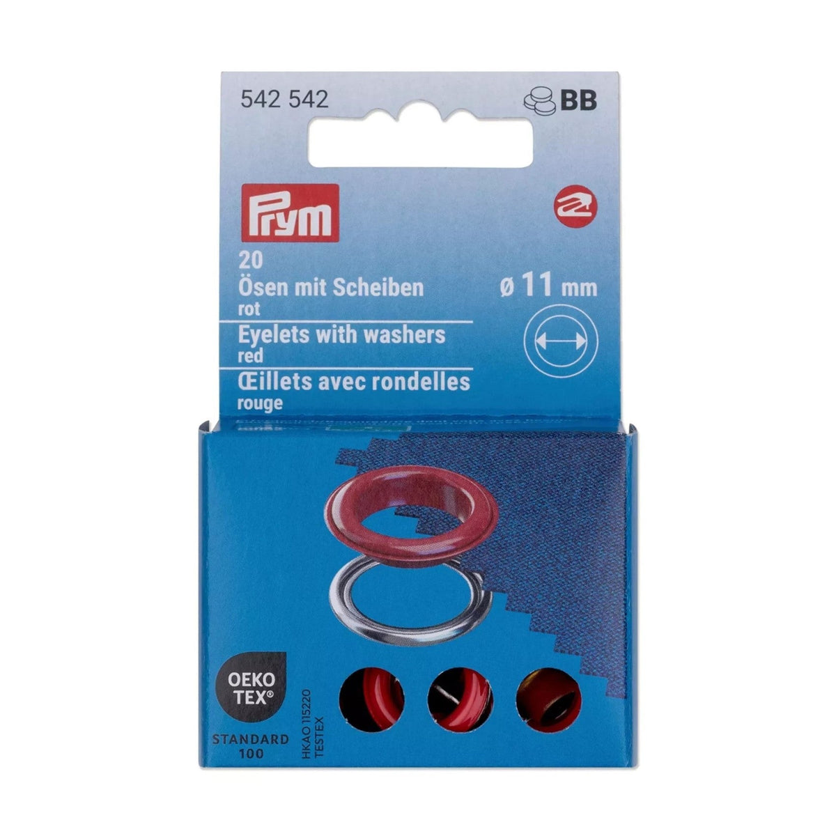 Prym Ösen mit Scheiben (11 mm/ rot-silberfarbig/ 20 St.)