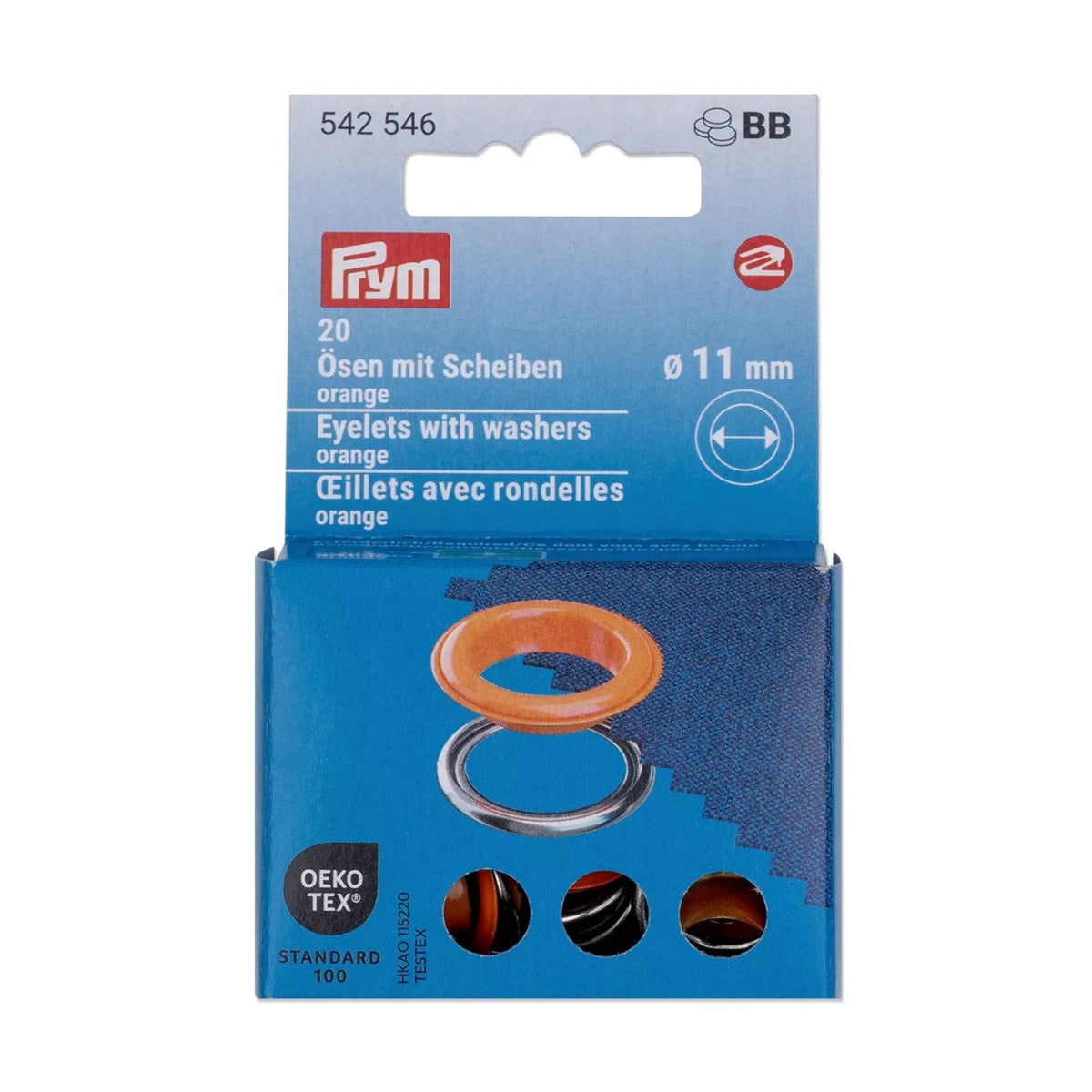 Prym Ösen mit Scheiben (11 mm/ orange-silberfarbig/ 20 St.)