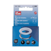 Prym Ösen mit Scheiben (14 mm/ weiß-silberfarbig/ 15 St.)