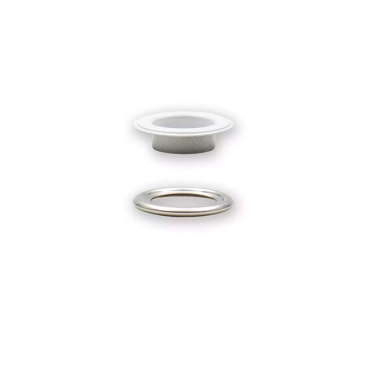 Prym Ösen mit Scheiben (14 mm/ weiß-silberfarbig/ 15 St.)