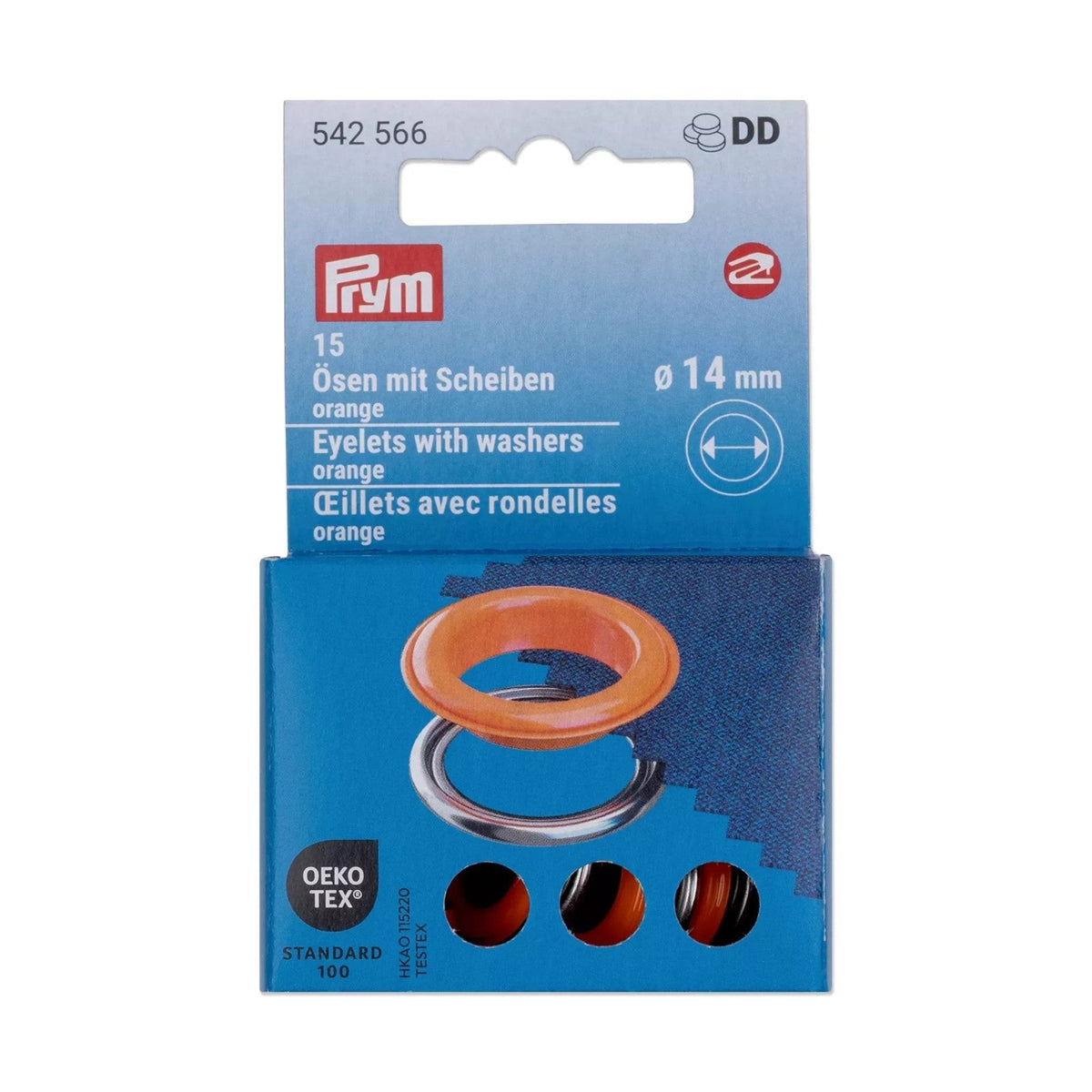Prym Ösen mit Scheiben (14 mm/ orange-silberfarbig/ 15 St.)